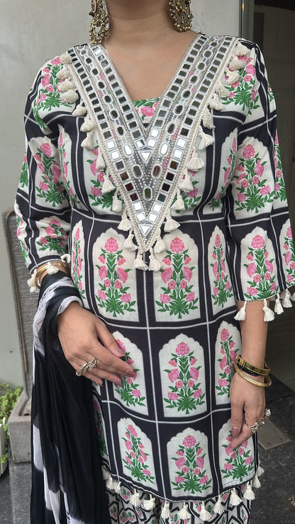 Afsana Black Digital print Farshi Designer Suit