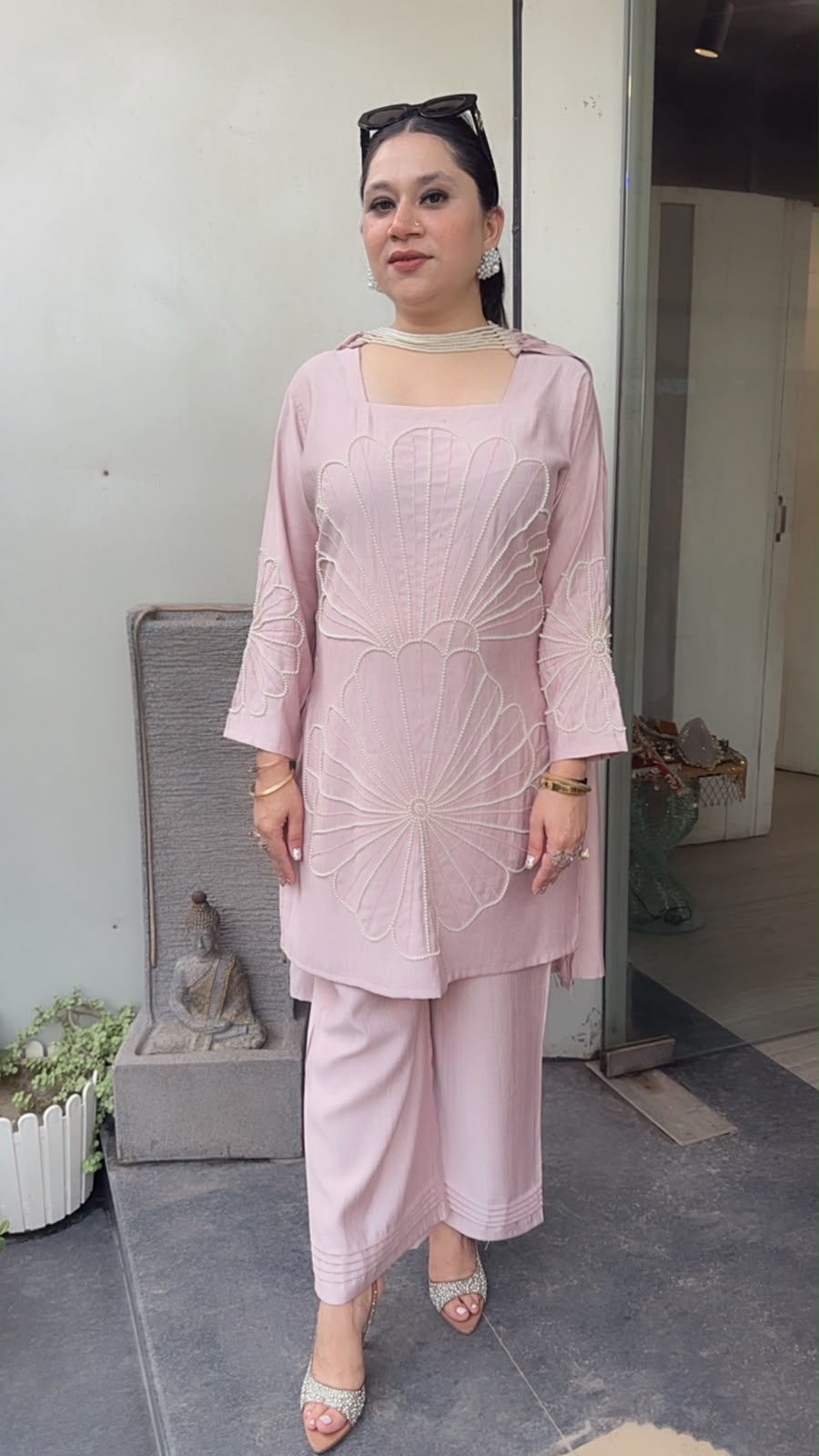 Lucia Baby pink Designer peal Dupatta Suit