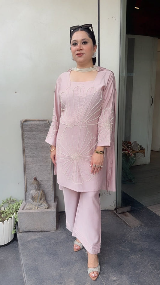 Lucia Baby pink Designer peal Dupatta Suit