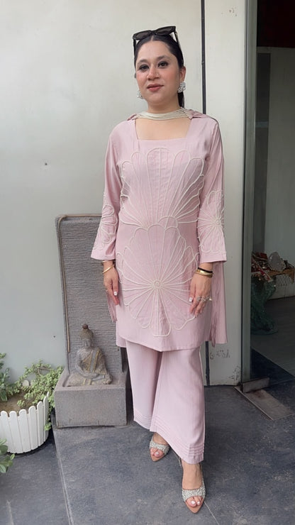 Lucia Baby pink Designer peal Dupatta Suit