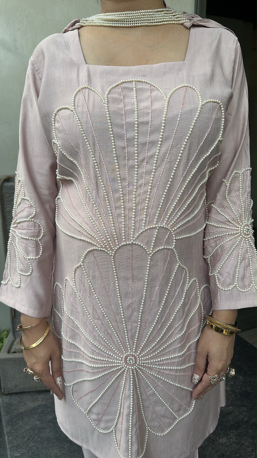 Lucia Baby pink Designer peal Dupatta Suit