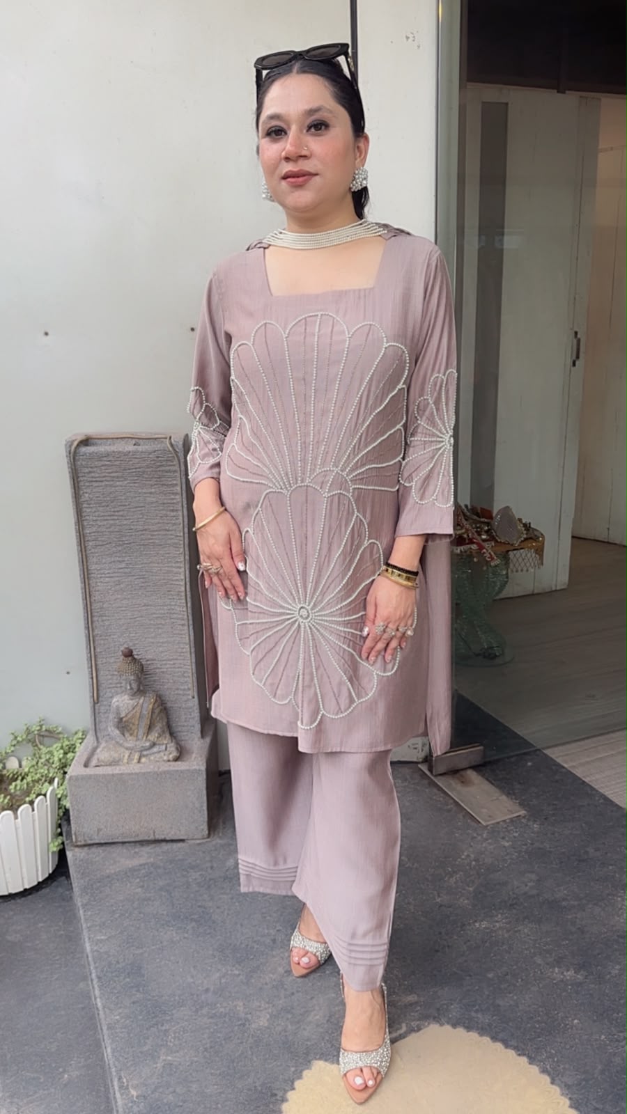 Lucia Mouse Designer peal Dupatta Suit