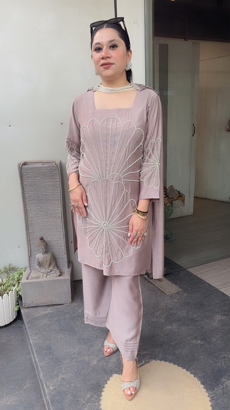 Lucia Mouse Designer peal Dupatta Suit