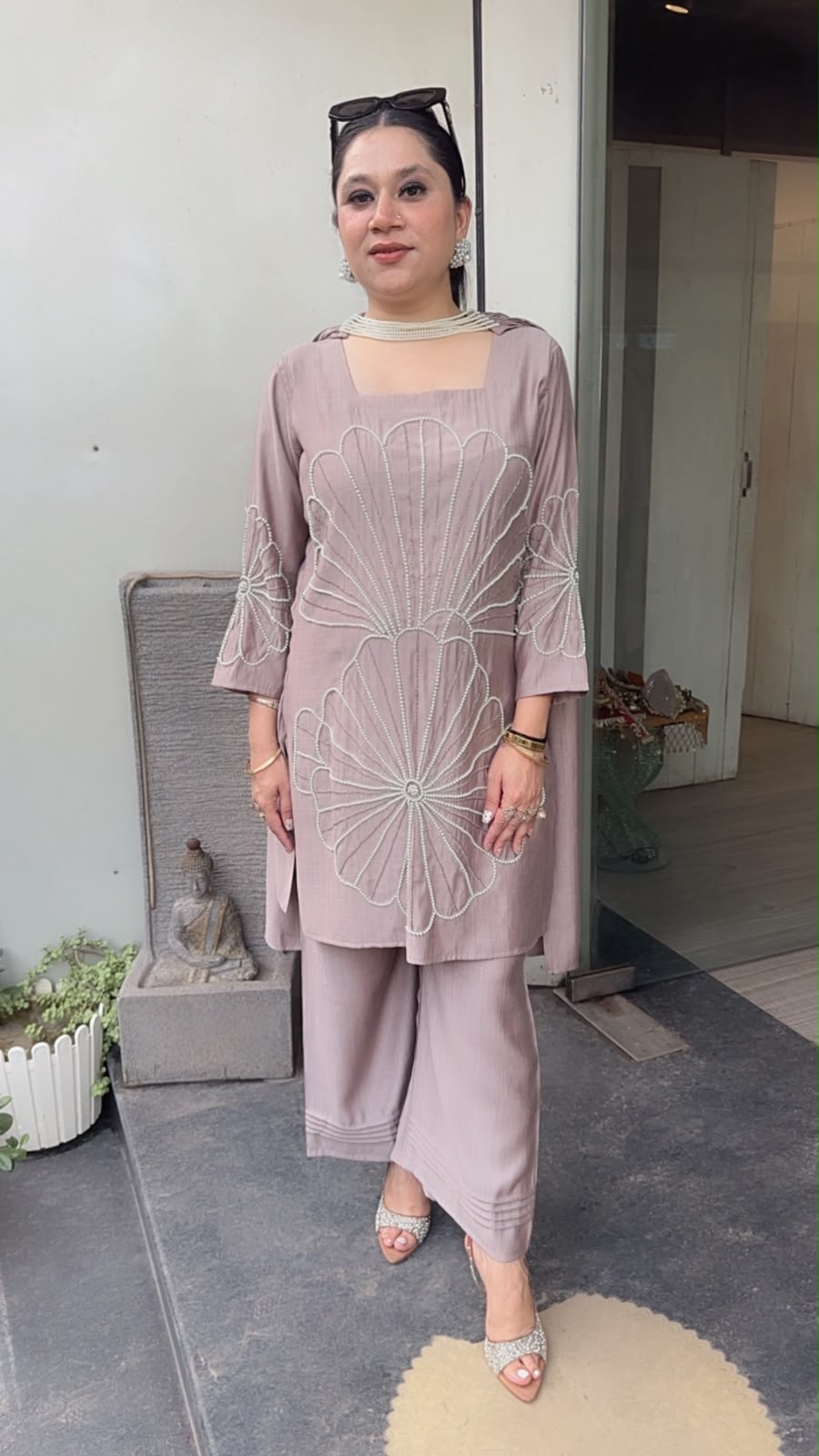Lucia Mouse Designer peal Dupatta Suit