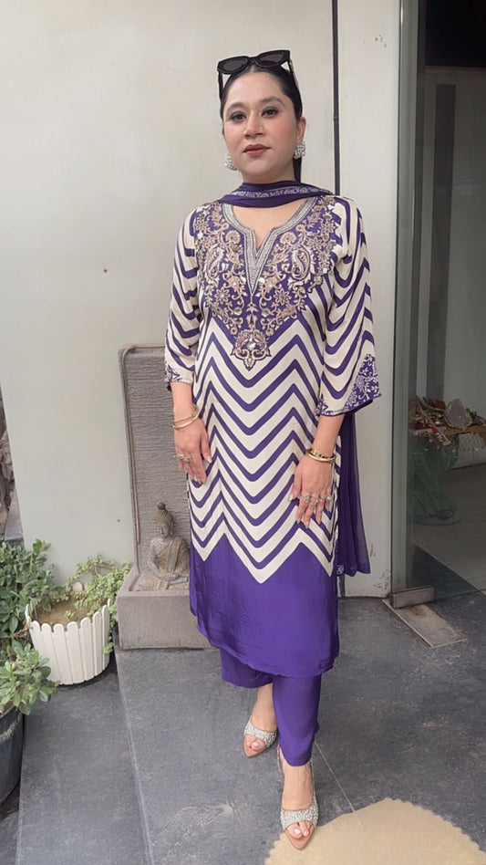 Natkhat jamun zig zag Designer Suit