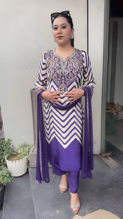 Natkhat jamun zig zag Designer Suit
