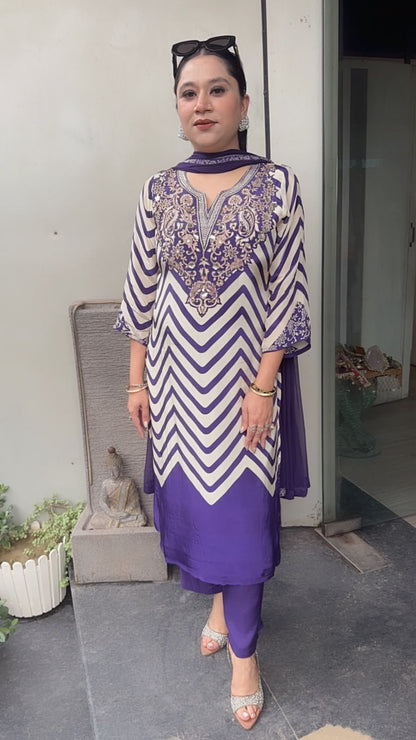 Natkhat jamun zig zag Designer Suit