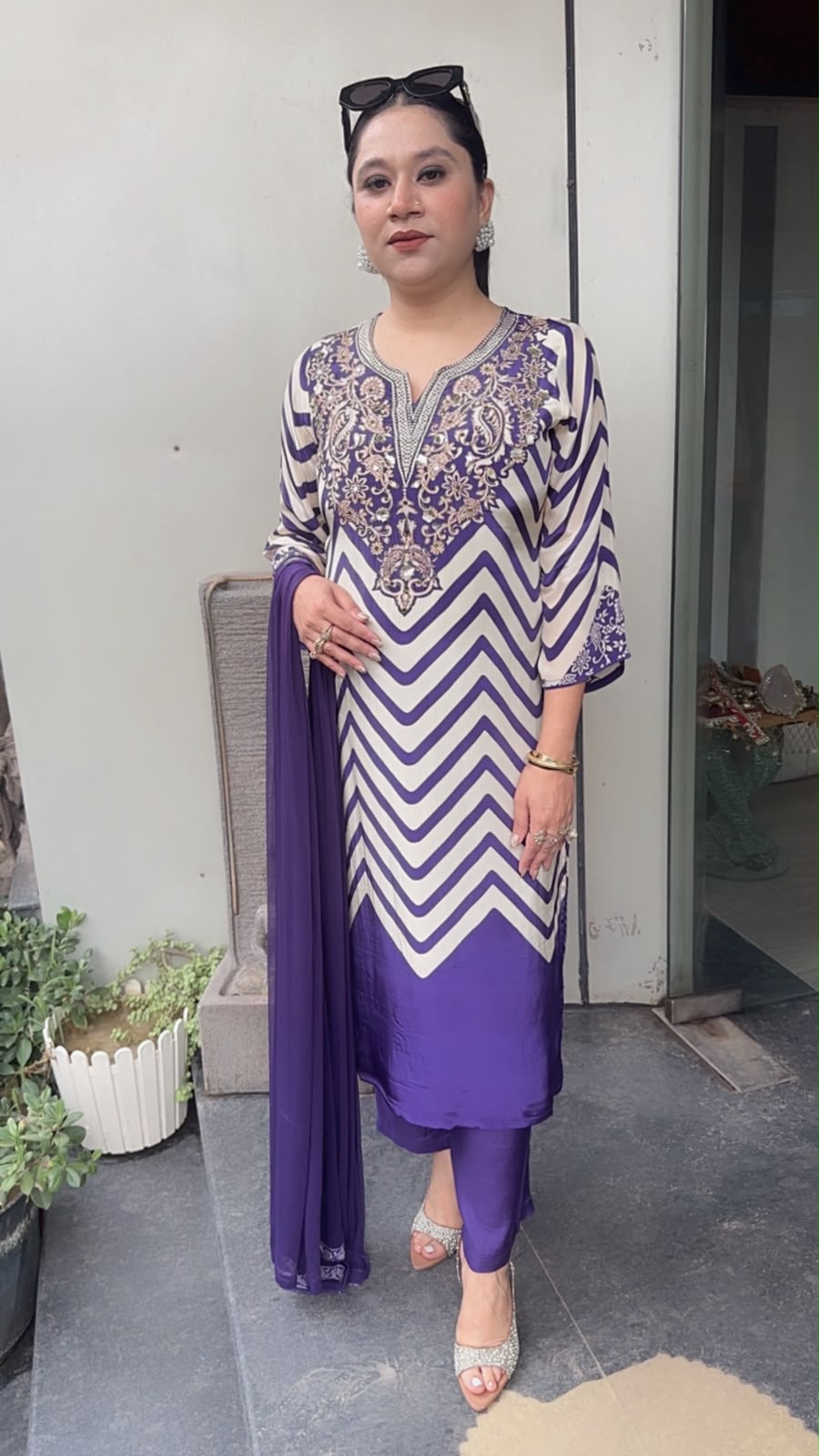 Natkhat jamun zig zag Designer Suit