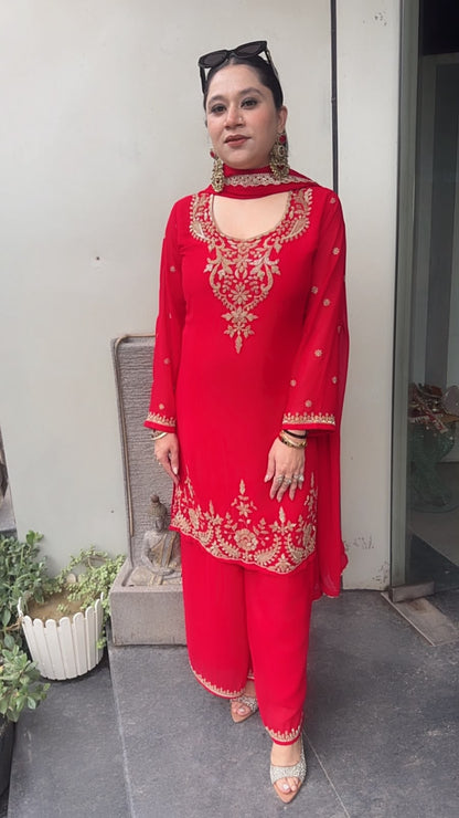 Kiya Red Katdana Designer Suit