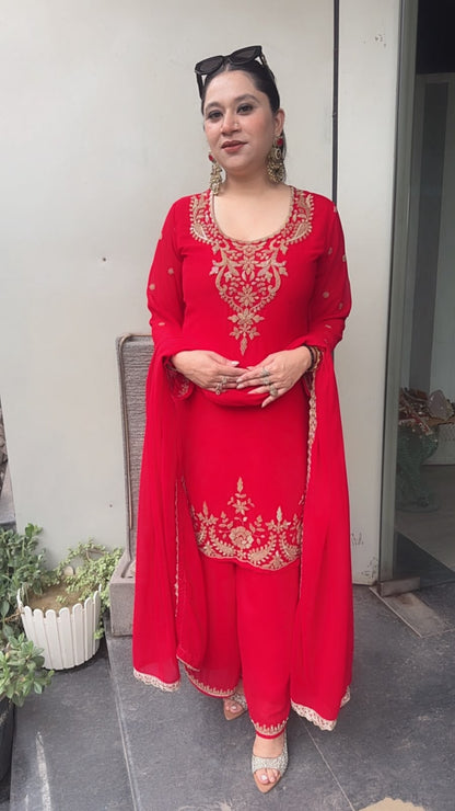 Kiya Red Katdana Designer Suit