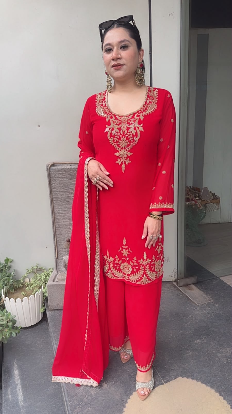Kiya Red Katdana Designer Suit
