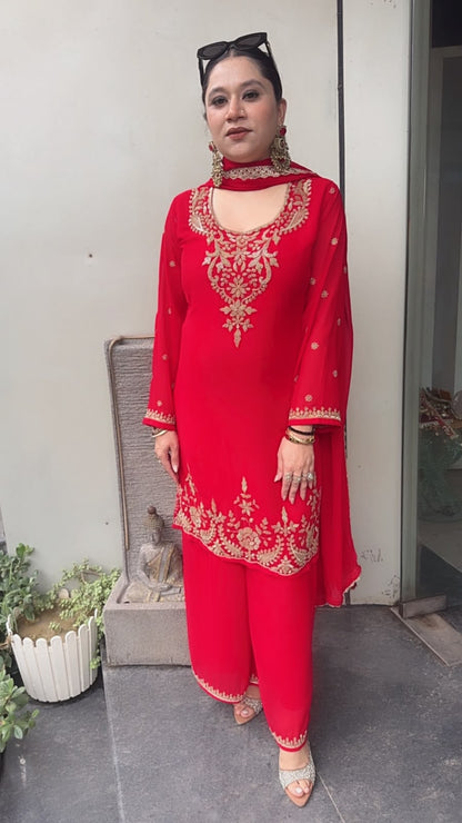Kiya Red Katdana Designer Suit