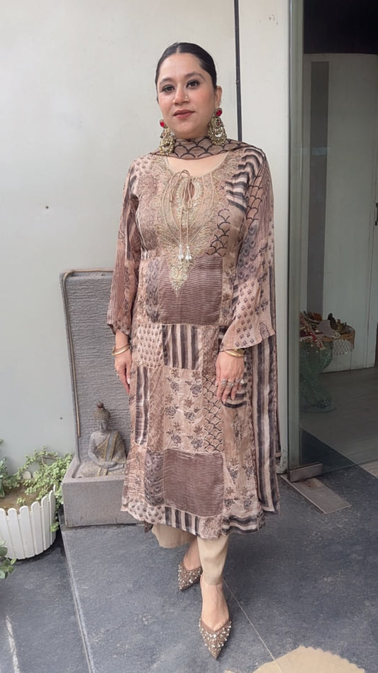 Nibash Digital print Hand work Designer Suit