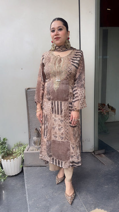 Nibash Digital print Hand work Designer Suit