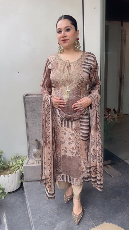 Nibash Digital print Hand work Designer Suit