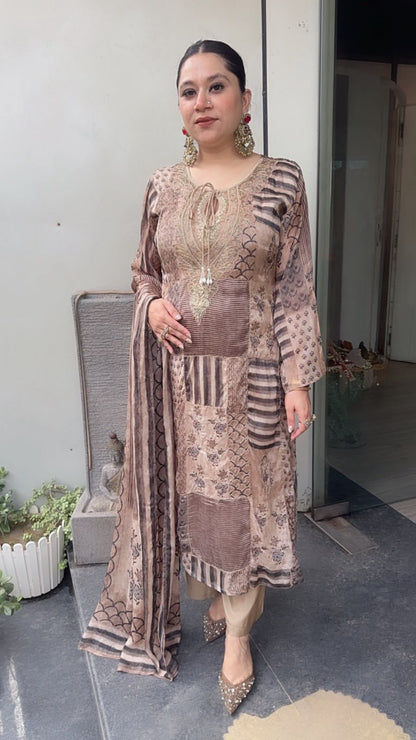 Nibash Digital print Hand work Designer Suit