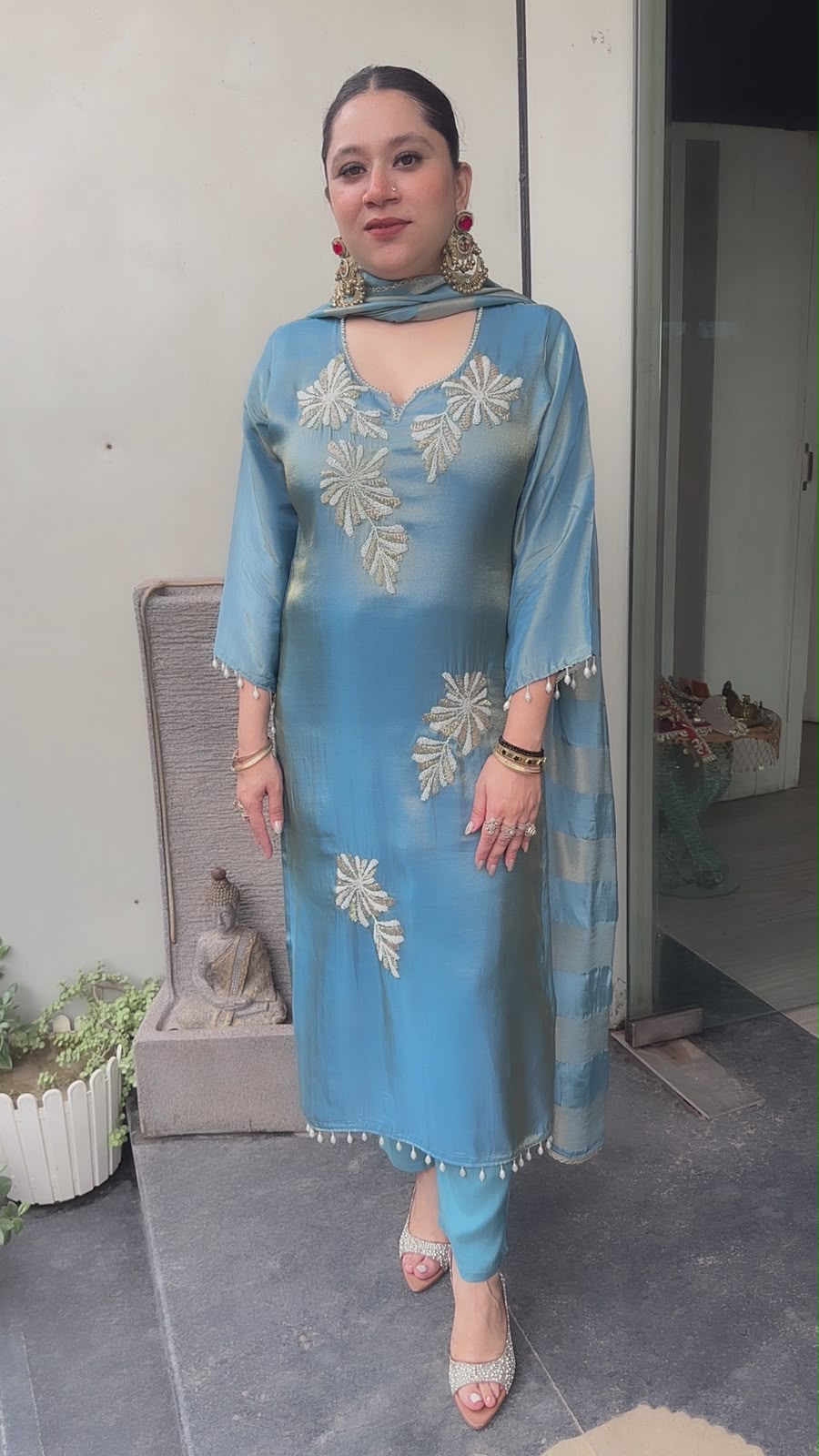 Karis Blue Hand work Designer Suit