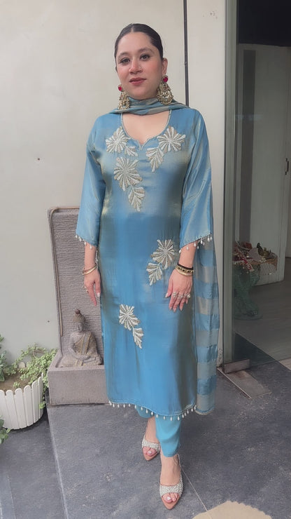 Karis Blue Hand work Designer Suit