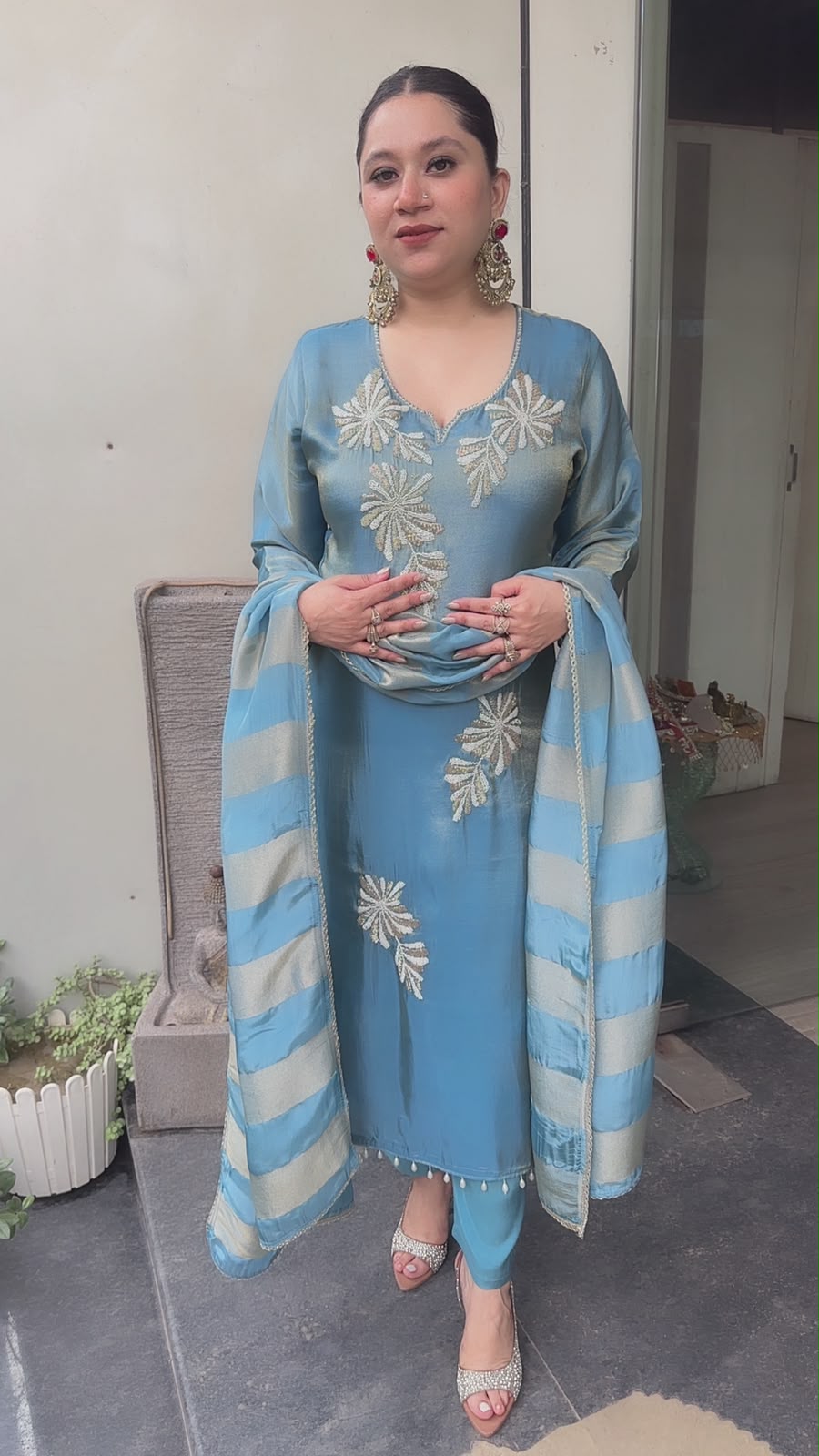 Karis Blue Hand work Designer Suit