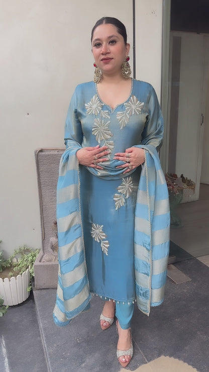 Karis Blue Hand work Designer Suit