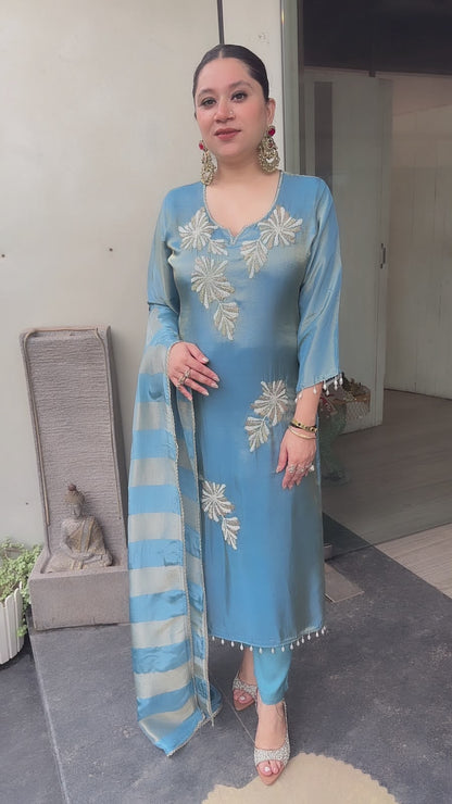 Karis Blue Hand work Designer Suit