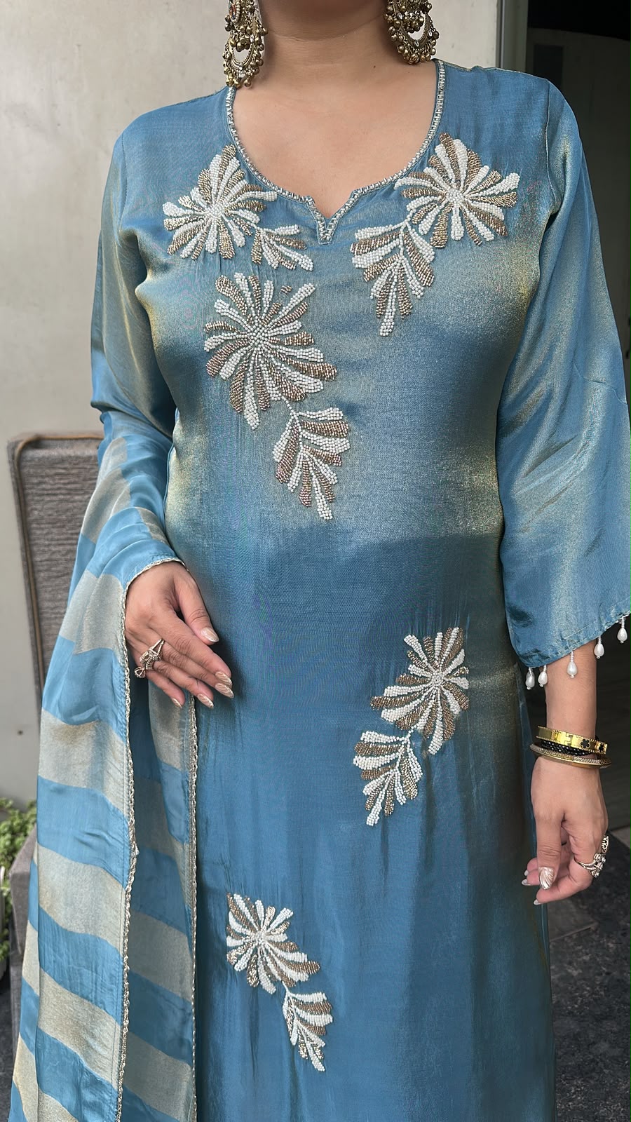 Karis Blue Hand work Designer Suit
