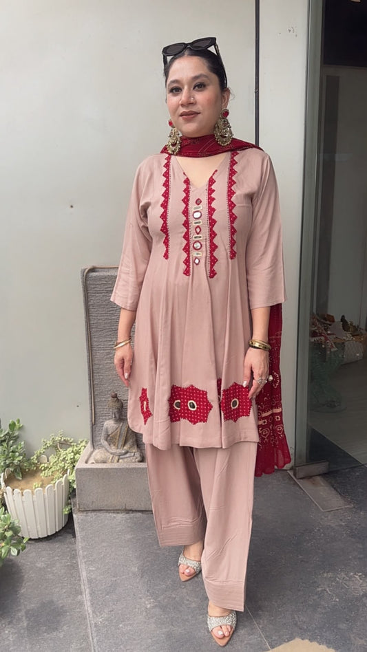 Babble Beige Designer peplum Suit