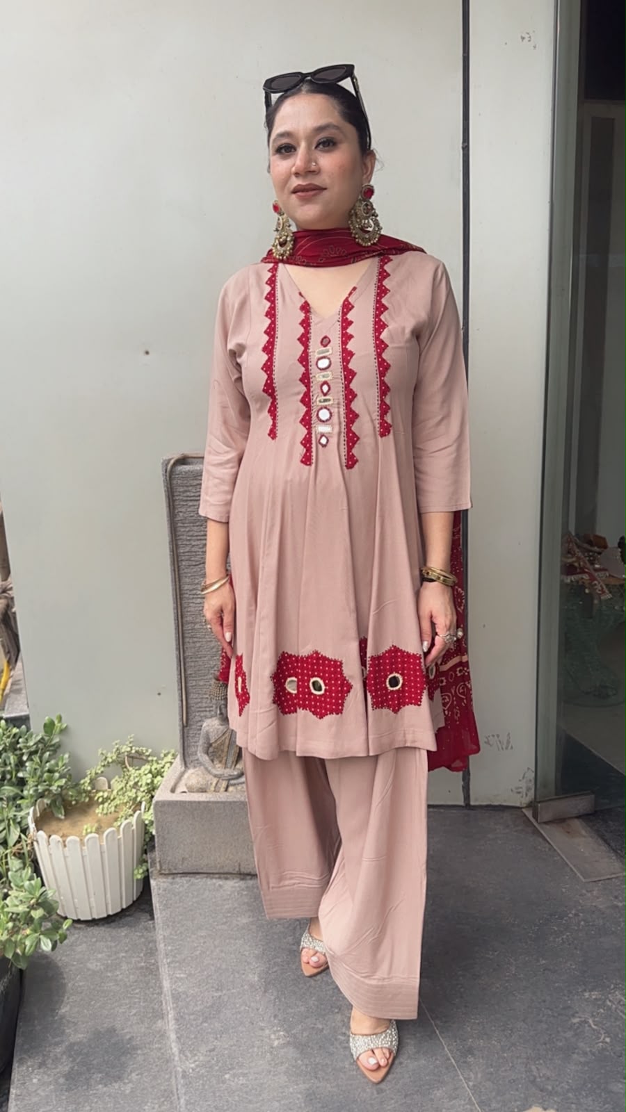 Babble Beige Designer peplum Suit