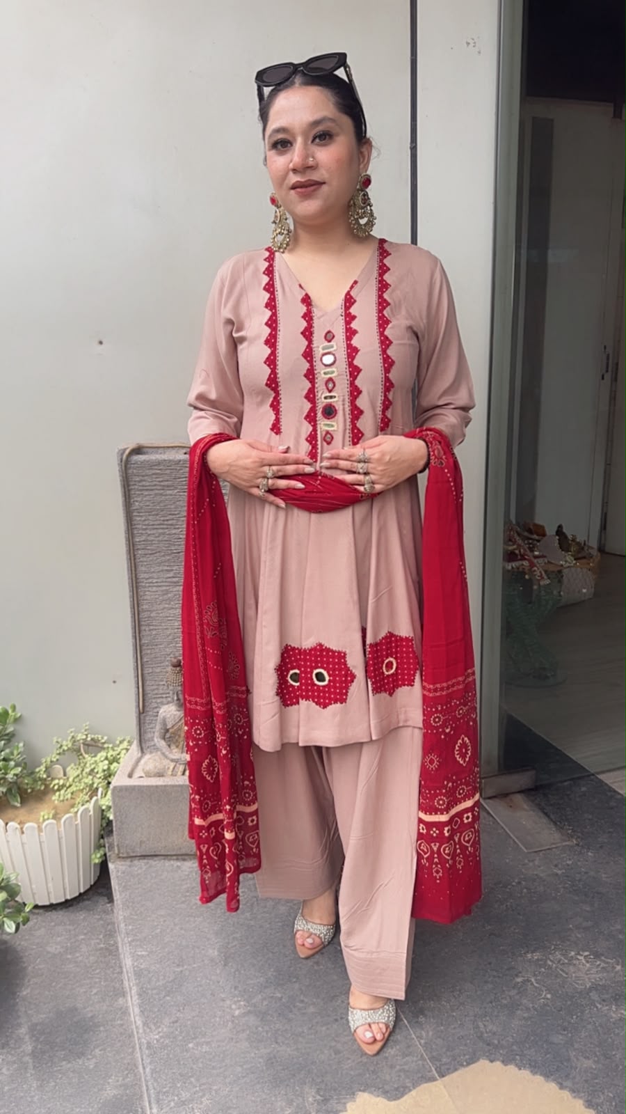 Babble Beige Designer peplum Suit