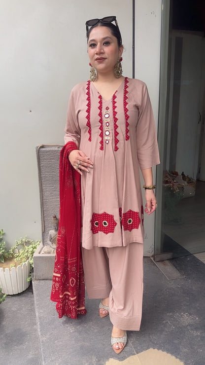 Babble Beige Designer peplum Suit
