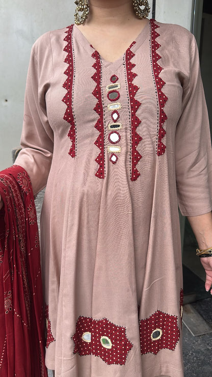 Babble Beige Designer peplum Suit