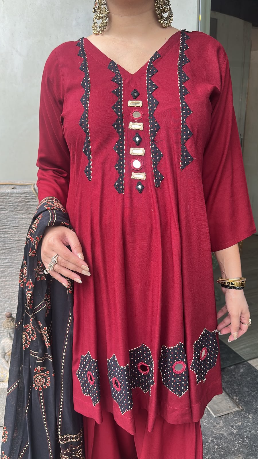 Babble Mahroon Designer peplum Suit