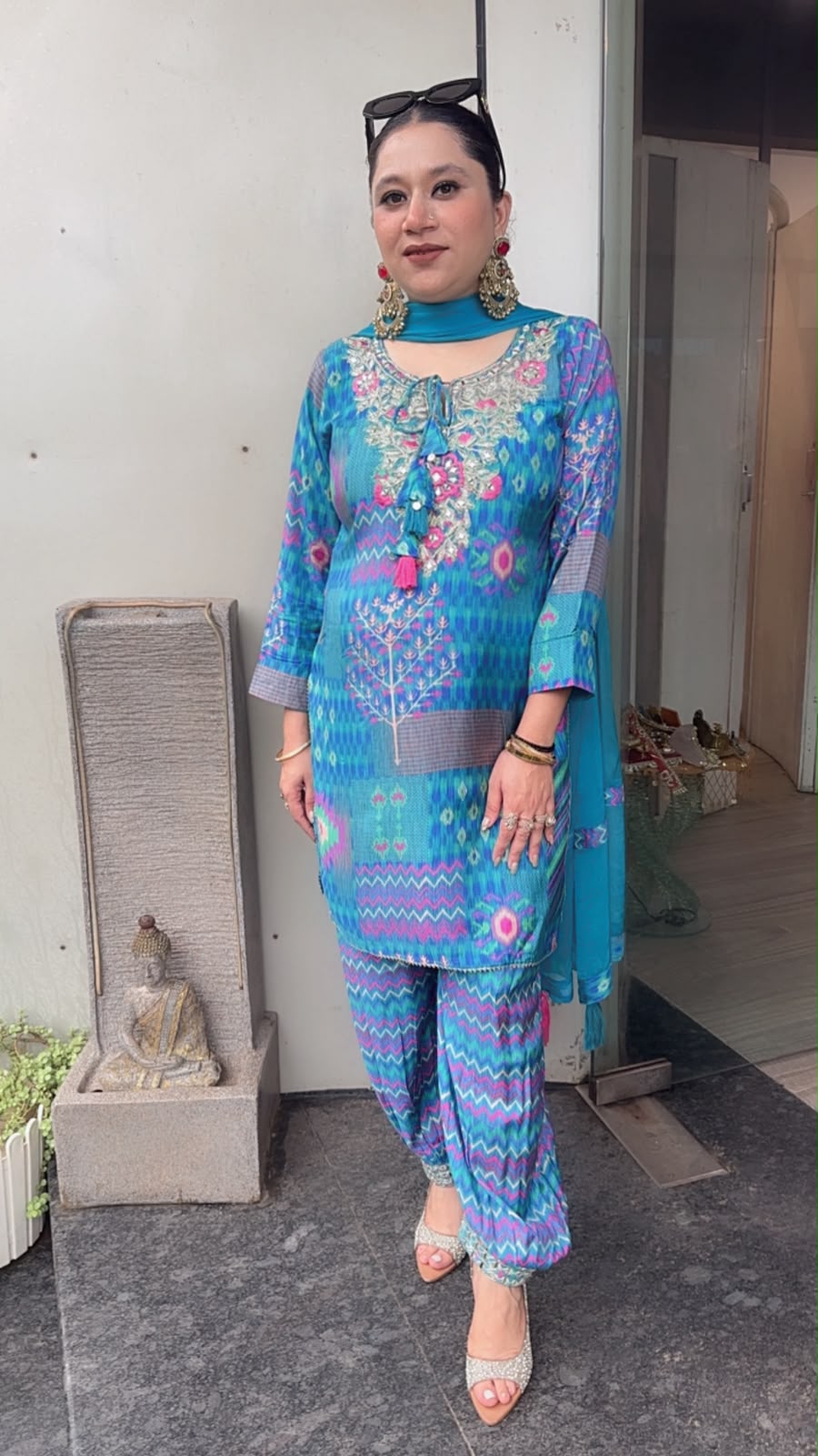 Kabul Blue Digita print Designer suit
