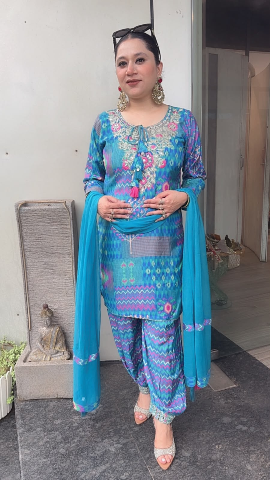 Kabul Blue Digita print Designer suit