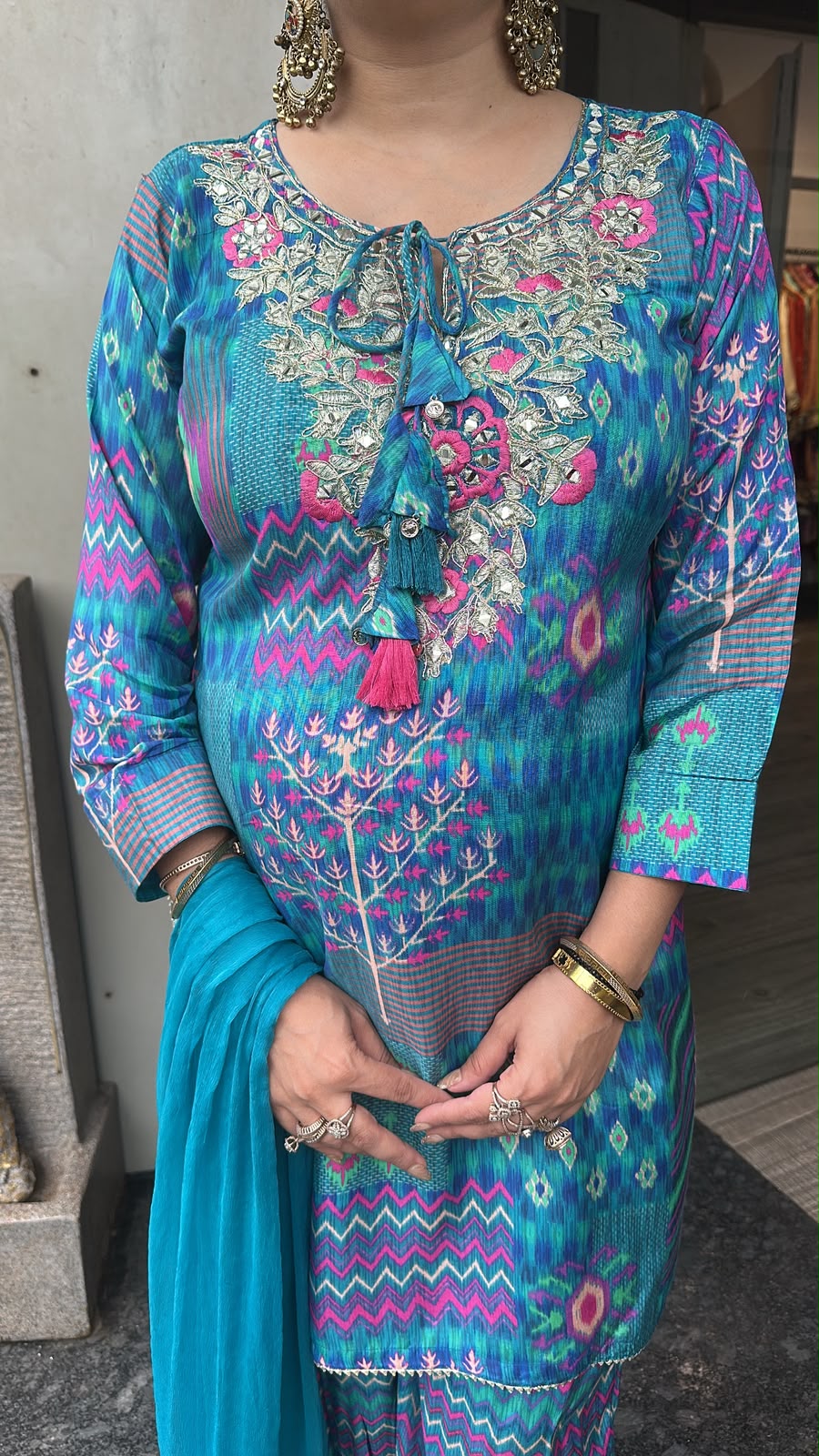 Kabul Blue Digita print Designer suit