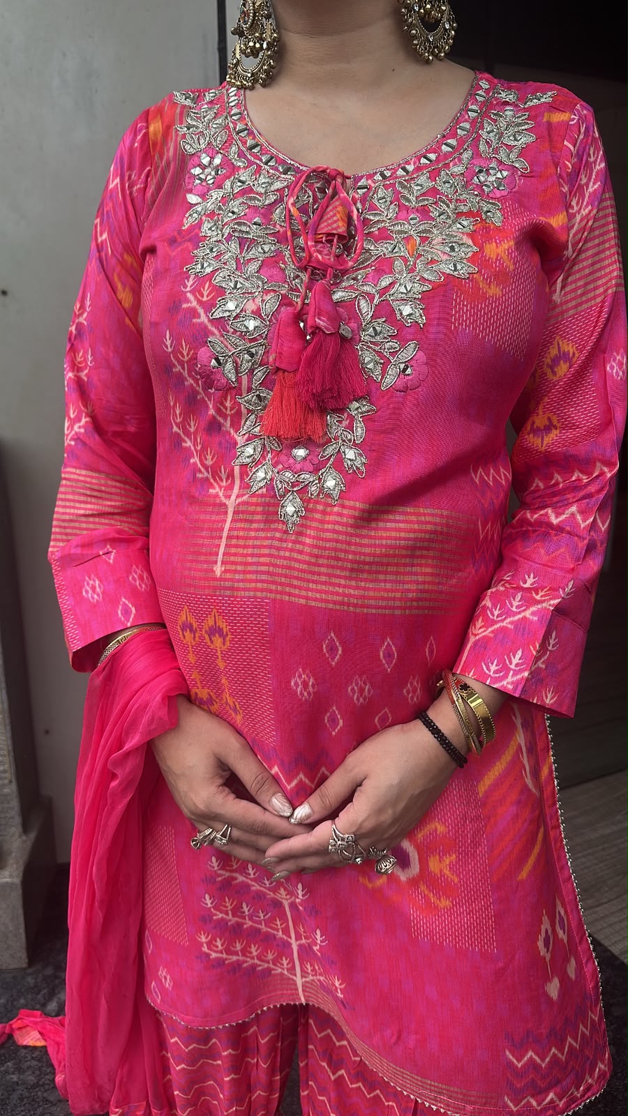 Kabul pink Digita print Designer suit