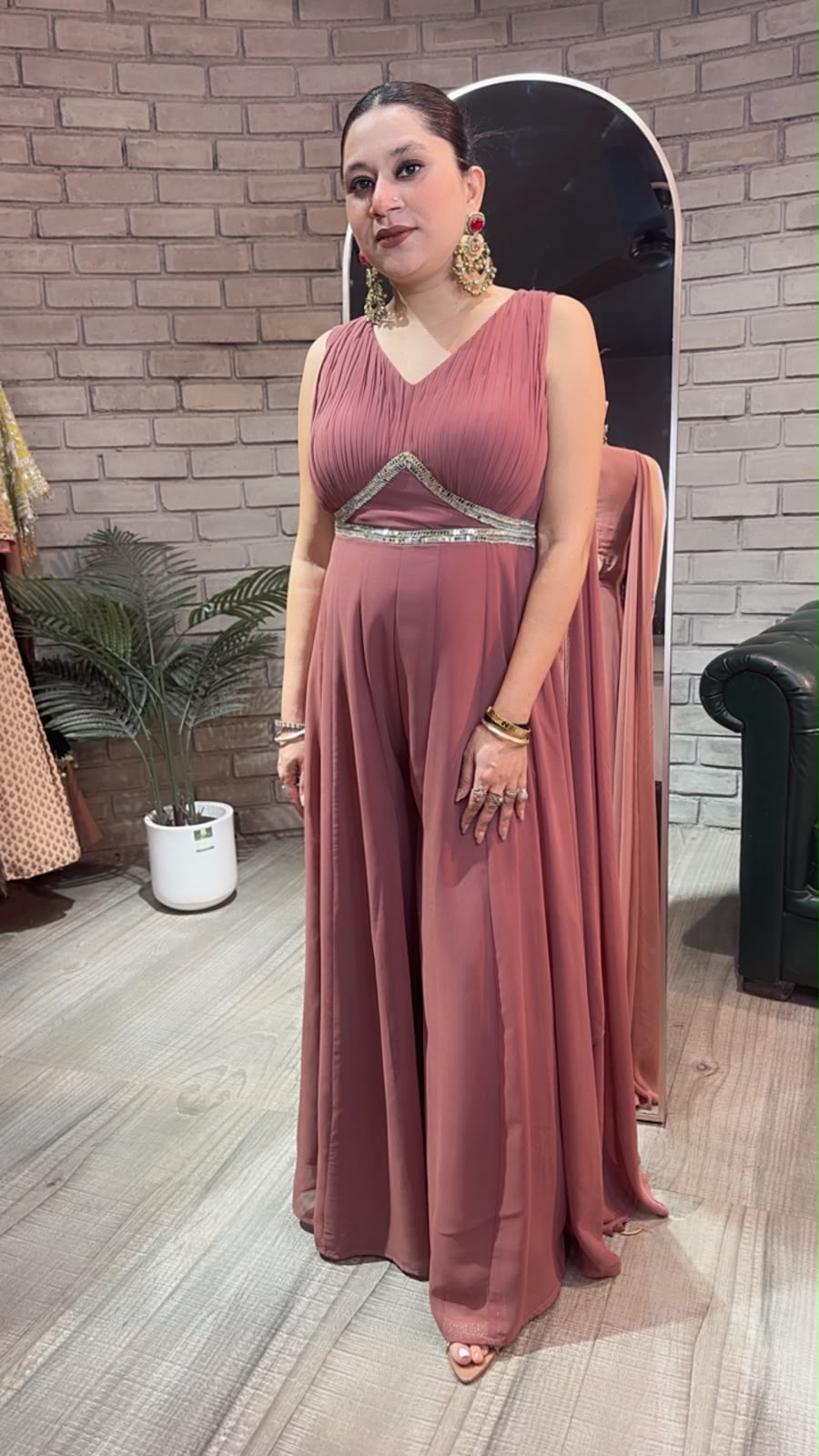 Dori Style Onion Pink Designer Jumpsuit Suit