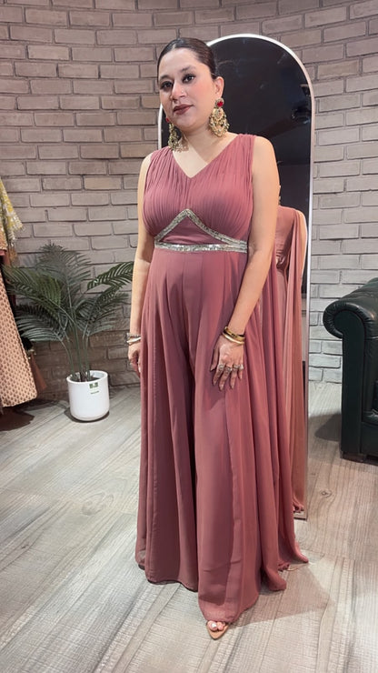 Dori Style Onion Pink Designer Jumpsuit Suit