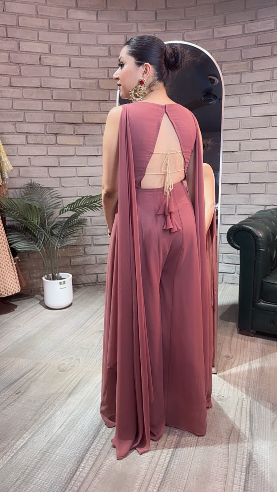 Dori Style Onion Pink Designer Jumpsuit Suit