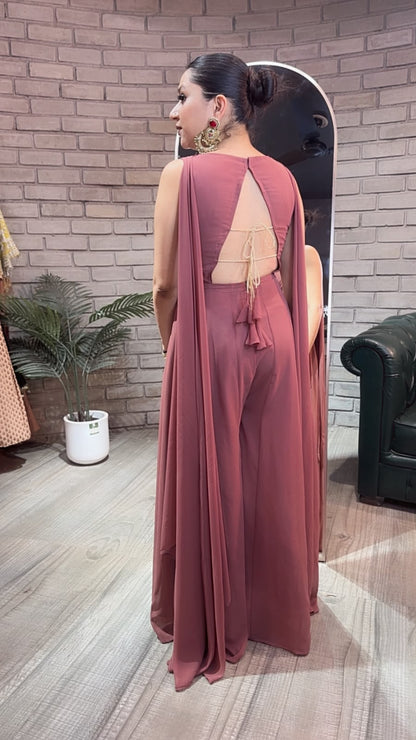 Dori Style Onion Pink Designer Jumpsuit Suit