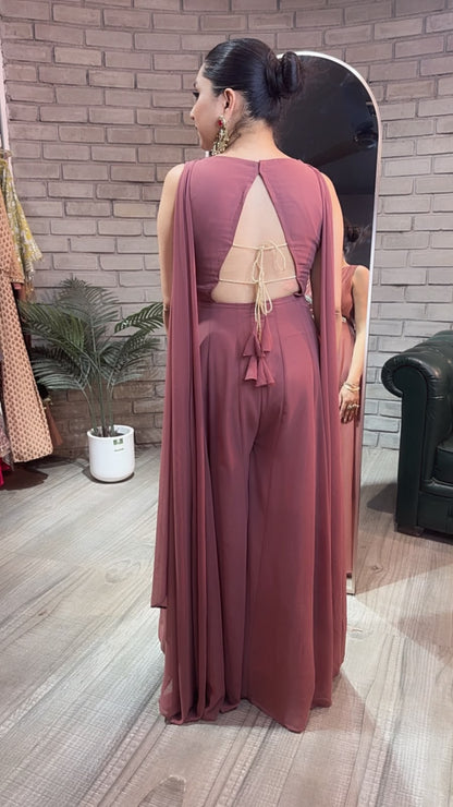 Dori Style Onion Pink Designer Jumpsuit Suit