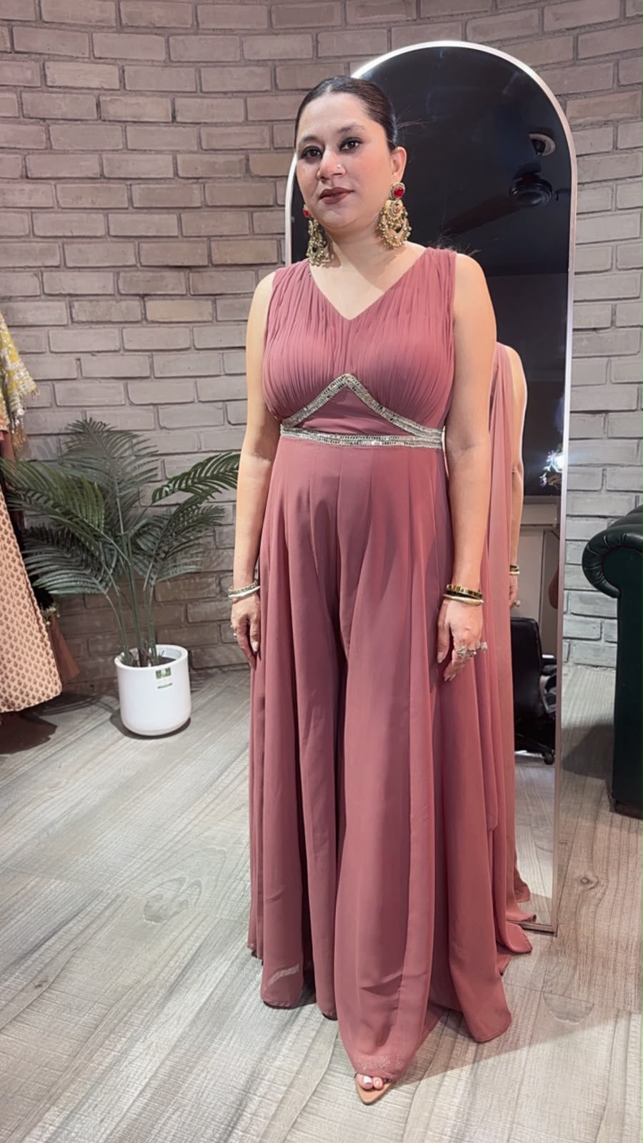 Dori Style Onion Pink Designer Jumpsuit Suit