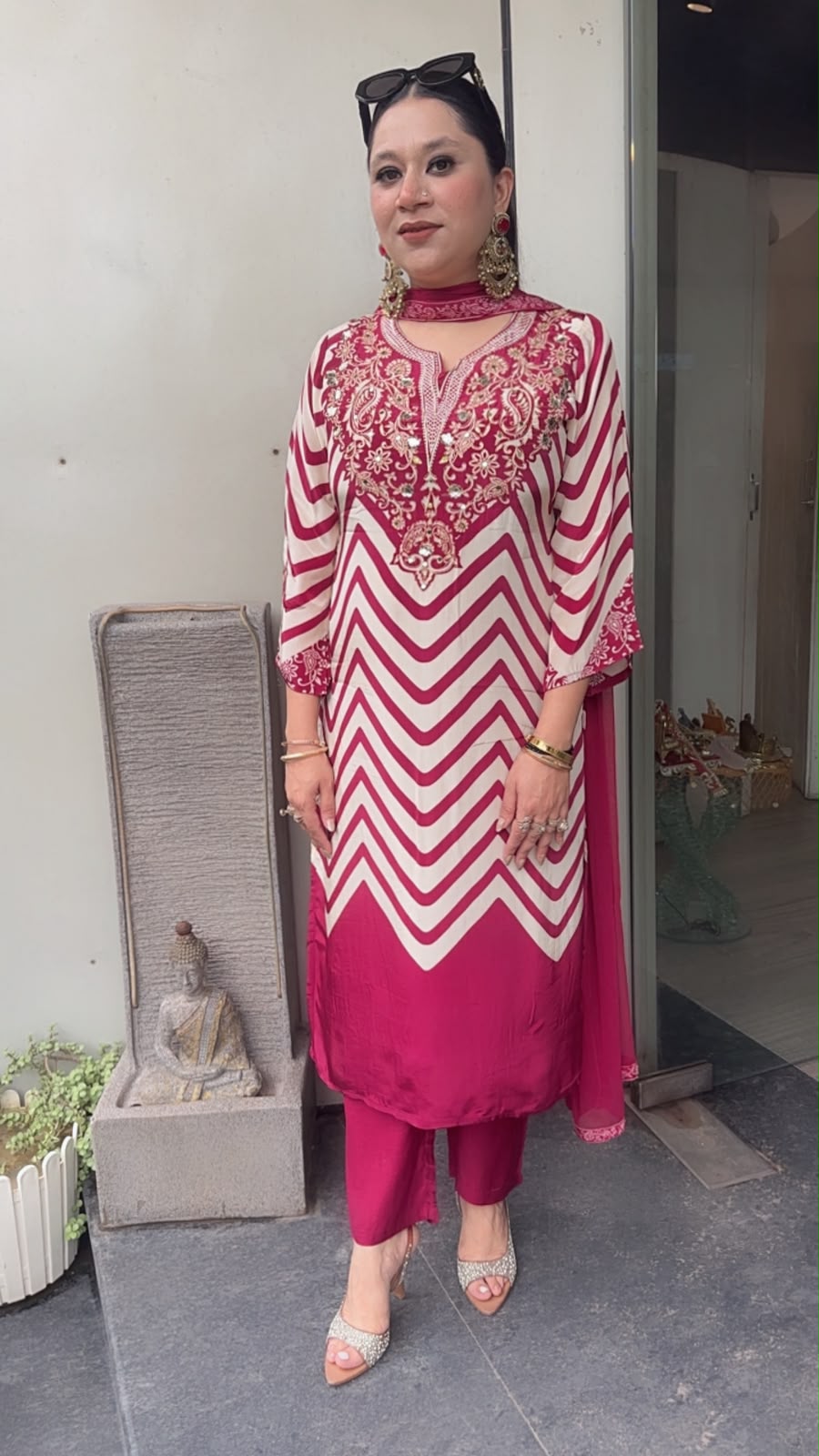 Natkhat wine zig zag Designer Suit