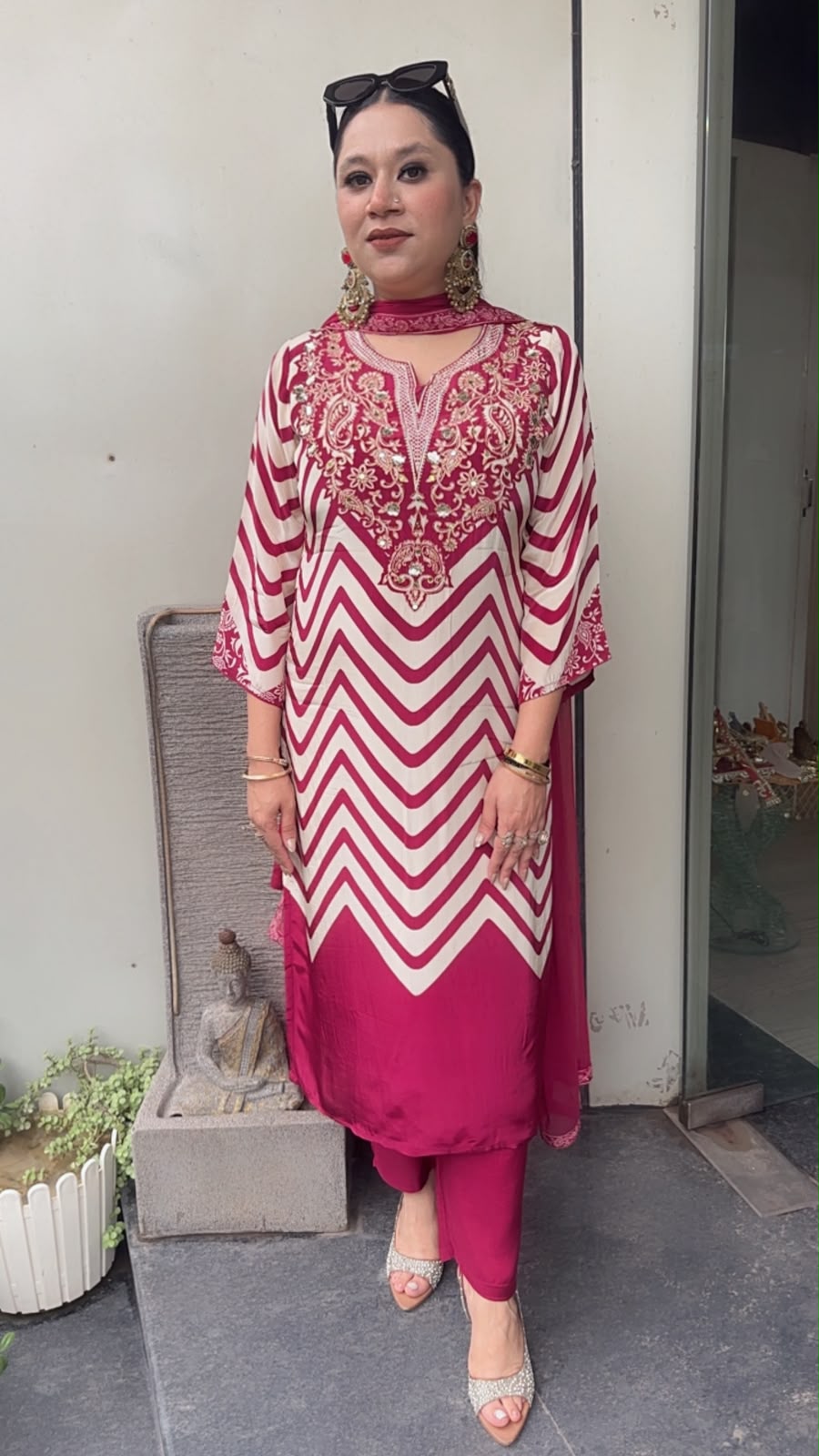 Natkhat wine zig zag Designer Suit
