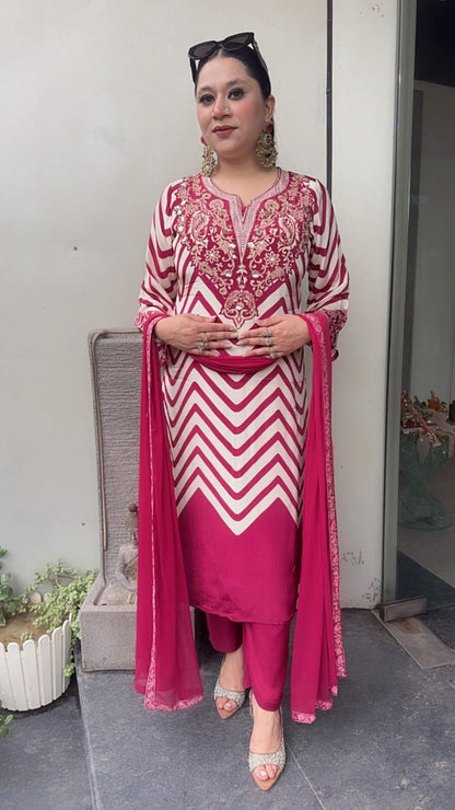 Natkhat wine zig zag Designer Suit