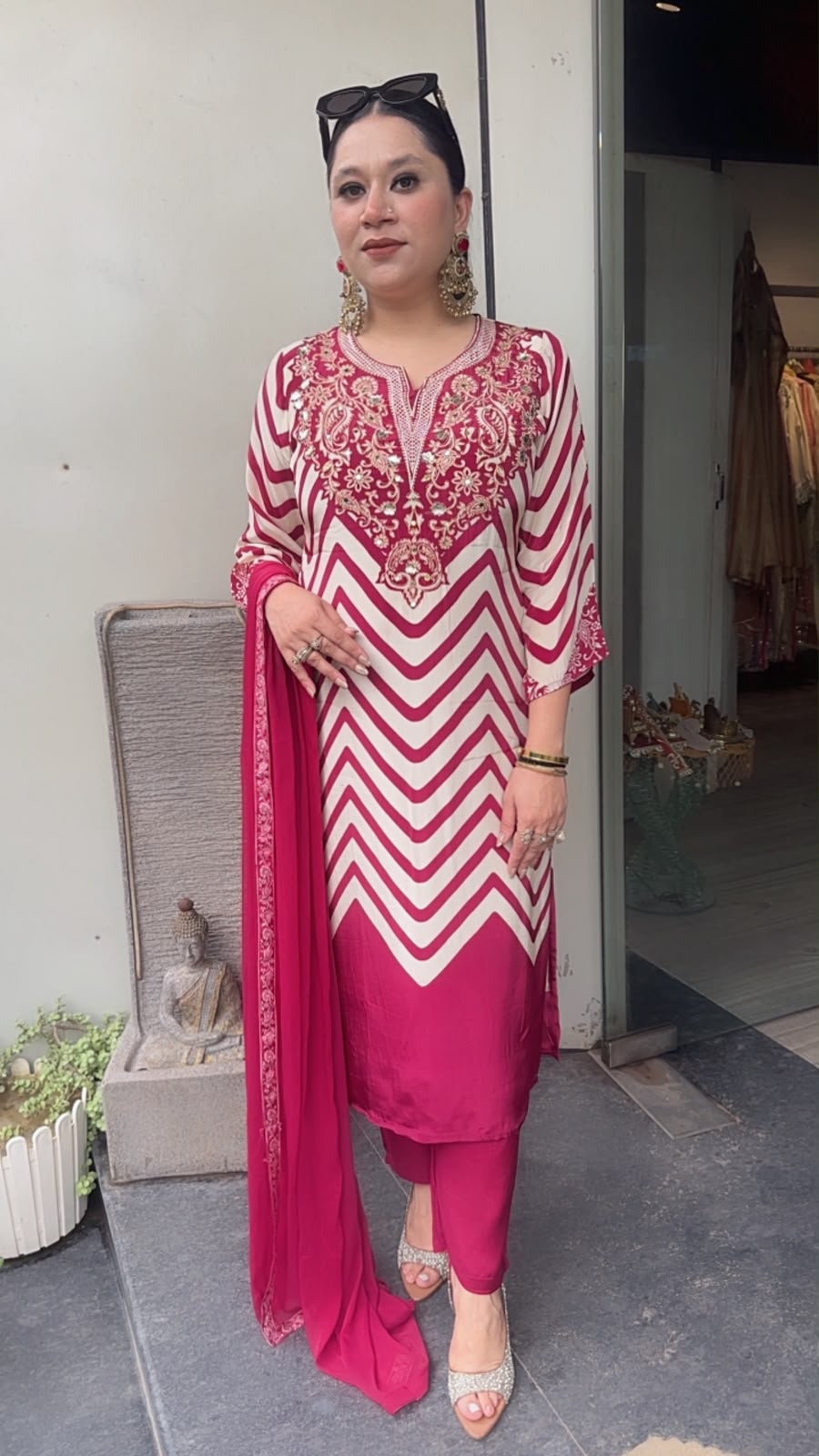 Natkhat wine zig zag Designer Suit