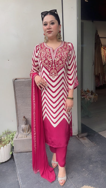 Natkhat wine zig zag Designer Suit
