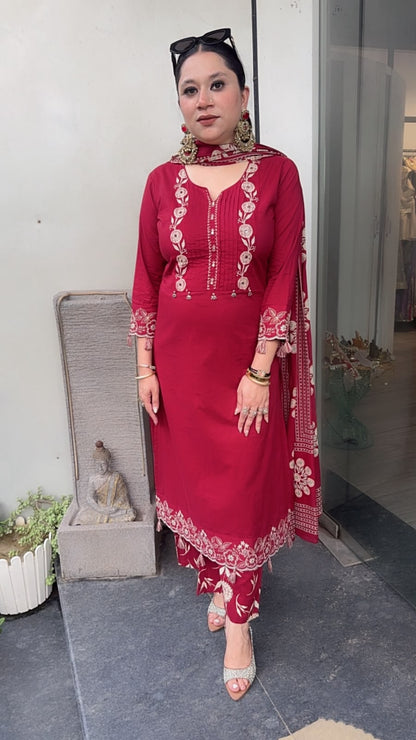 Abroo Tassel Cotton Designer Suit