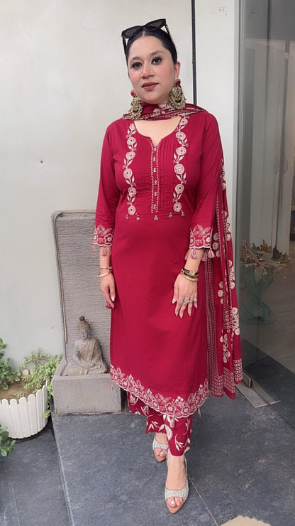 Abroo Tassel Cotton Designer Suit