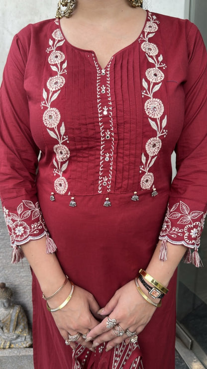 Abroo Tassel Cotton Designer Suit